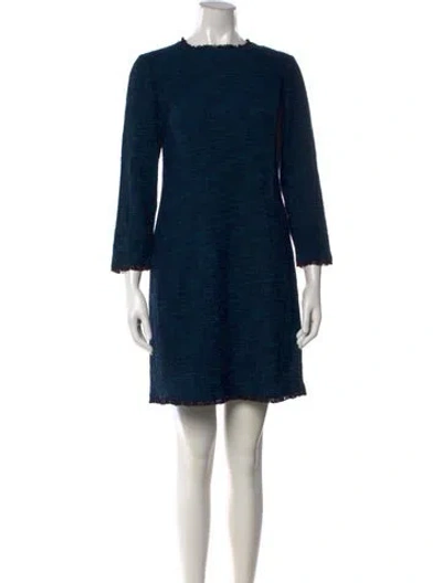 Pre-owned Lk Bennett Tweed Pattern Mini Dress In Blue