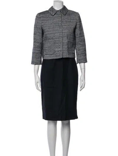 Pre-owned Lk Bennett Tweed Pattern Pleated Accents Dress Set In Black