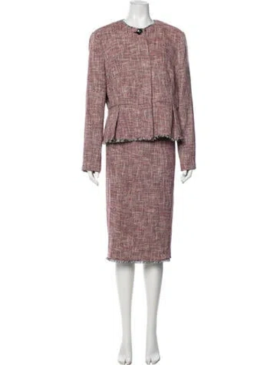 Pre-owned Lk Bennett Tweed Pattern Skirt Suit In Pink