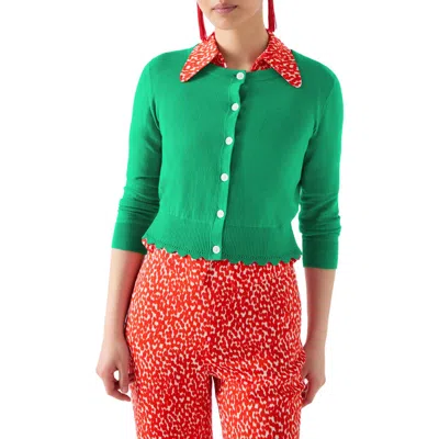 Lk Bennett Vanessa Crewneck Cardigan In Green