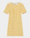 Lk Bennett Varley Fringe-trim Tweed Dress In Yellow