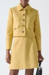 Lk Bennett Varley Tweed Jacket In Yellow