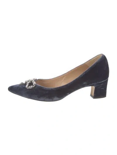 Pre-owned Lk Bennett Velvet Crystal Embellishments Pumps In Blue