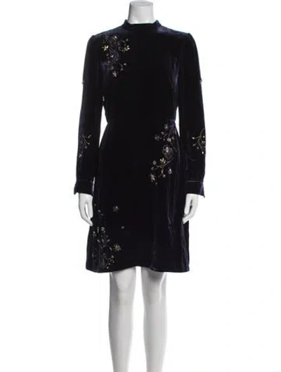 Pre-owned Lk Bennett Velvet Mini Dress In Blue