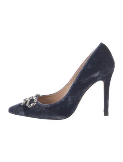 Pre-owned Lk Bennett Velvet Printed Pumps In Blue