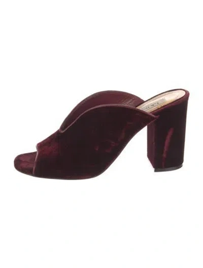 Pre-owned Lk Bennett Velvet Slides In Burgundy