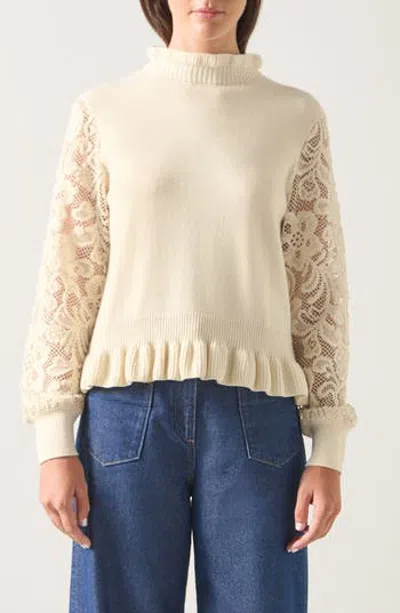 Lk Bennett Viv Frill Lace Inset Sweater In Animal Print