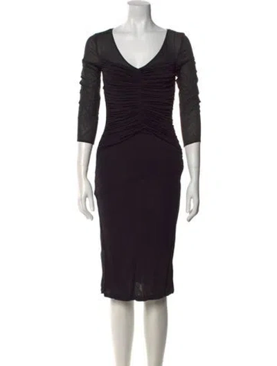 Pre-owned Lk Bennett V-neck Knee-length Dress In Black