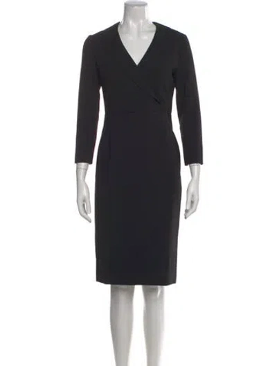 Pre-owned Lk Bennett V-neck Knee-length Dress In Black