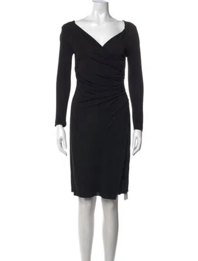 Pre-owned Lk Bennett V-neck Knee-length Dress In Black