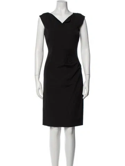 Pre-owned Lk Bennett V-neck Knee-length Dress In Black