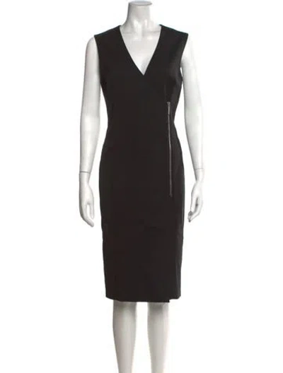 Pre-owned Lk Bennett V-neck Knee-length Dress In Black