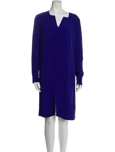 Pre-owned Lk Bennett V-neck Knee-length Dress In Blue