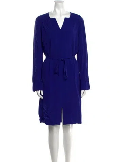 Pre-owned Lk Bennett V-neck Knee-length Dress In Blue