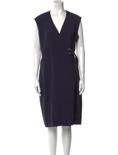 Pre-owned Lk Bennett V-neck Knee-length Dress In Blue