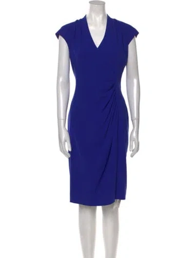 Pre-owned Lk Bennett V-neck Knee-length Dress In Blue