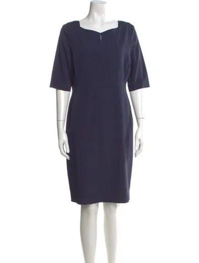 Pre-owned Lk Bennett V-neck Knee-length Dress In Blue