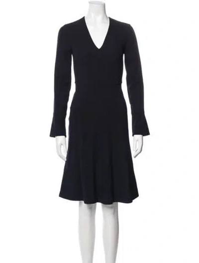 Pre-owned Lk Bennett V-neck Knee-length Dress In Blue