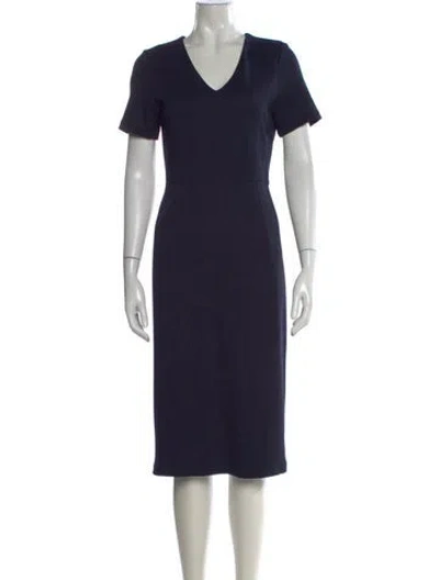 Pre-owned Lk Bennett V-neck Knee-length Dress In Blue