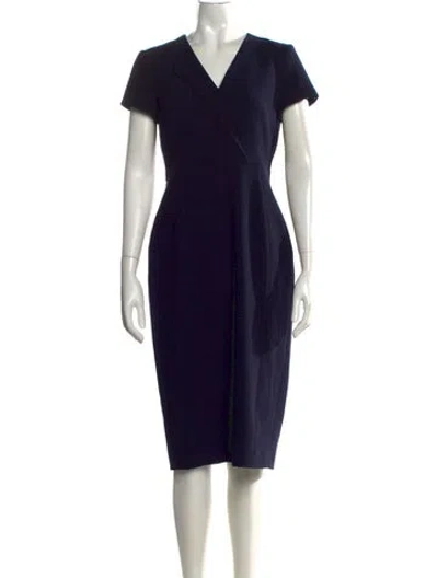 Pre-owned Lk Bennett V-neck Knee-length Dress In Blue