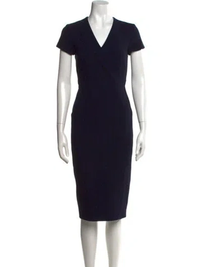 Pre-owned Lk Bennett V-neck Knee-length Dress In Blue