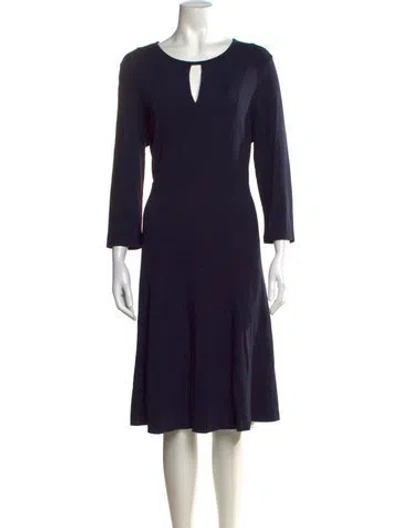 Pre-owned Lk Bennett V-neck Knee-length Dress In Blue