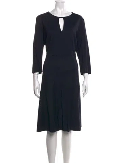 Pre-owned Lk Bennett V-neck Knee-length Dress In Blue