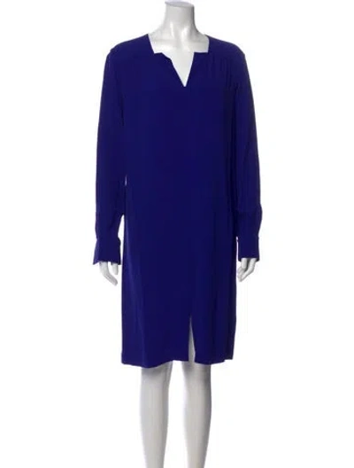 Pre-owned Lk Bennett V-neck Knee-length Dress In Blue
