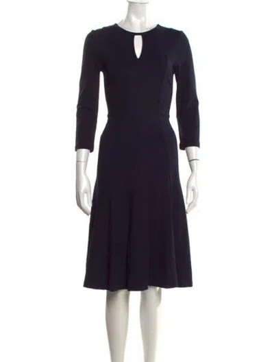 Pre-owned Lk Bennett V-neck Knee-length Dress In Blue