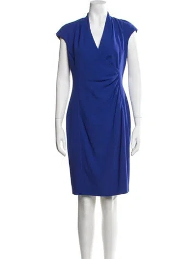 Pre-owned Lk Bennett V-neck Knee-length Dress In Blue