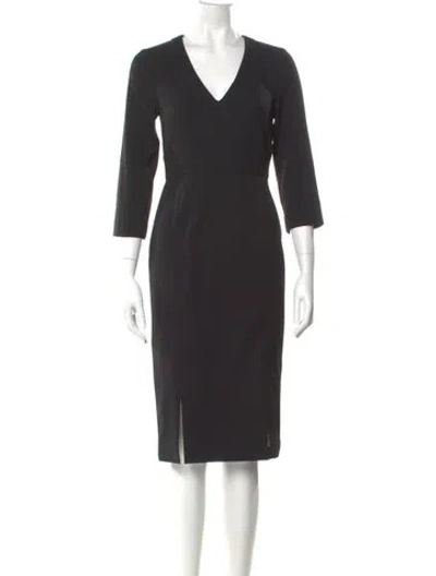 Pre-owned Lk Bennett V-neck Knee-length Dress In Gray