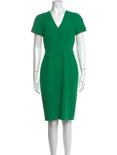 Pre-owned Lk Bennett V-neck Knee-length Dress In Green