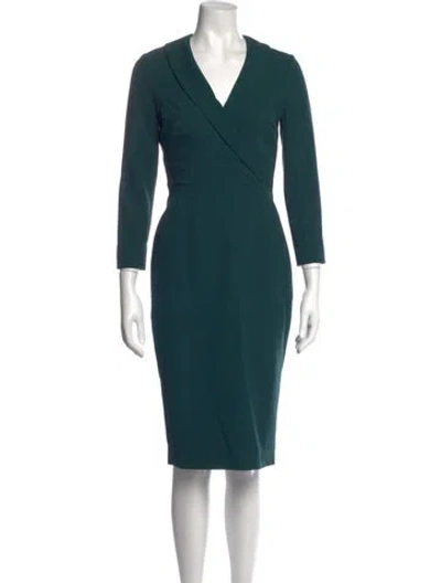 Pre-owned Lk Bennett V-neck Knee-length Dress In Green