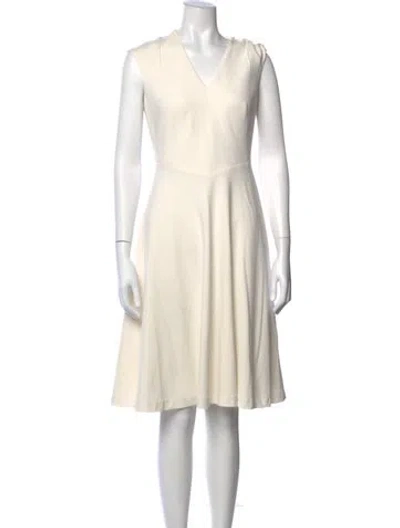 Pre-owned Lk Bennett V-neck Knee-length Dress In Neutrals