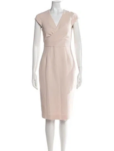 Pre-owned Lk Bennett V-neck Knee-length Dress In Neutrals
