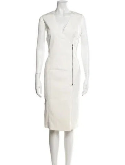 Pre-owned Lk Bennett V-neck Knee-length Dress In Neutrals