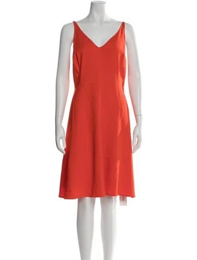 Pre-owned Lk Bennett V-neck Knee-length Dress In Orange