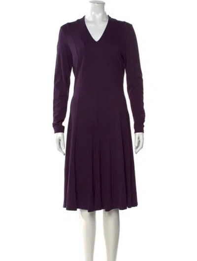 Pre-owned Lk Bennett V-neck Knee-length Dress In Purple