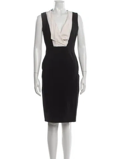 Pre-owned Lk Bennett V-neck Knee-length Dress W/ Tags In Black