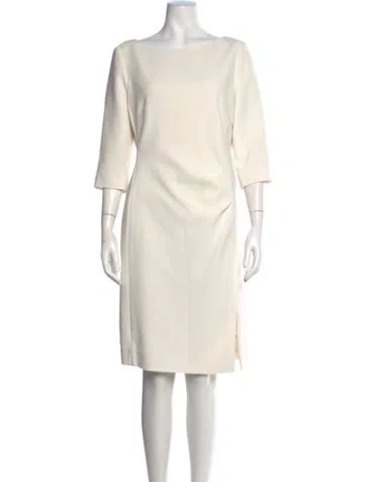 Pre-owned Lk Bennett V-neck Knee-length Dress In White