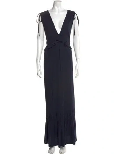 Pre-owned Lk Bennett V-neck Long Dress In Blue