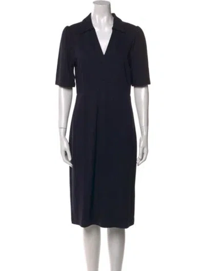 Pre-owned Lk Bennett V-neck Midi Length Dress In Black