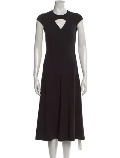 Pre-owned Lk Bennett V-neck Midi Length Dress In Black