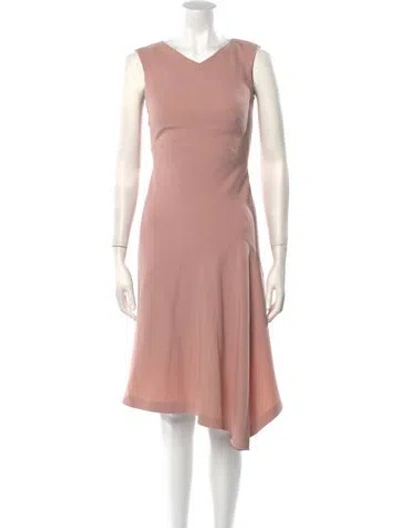 Pre-owned Lk Bennett V-neck Midi Length Dress In Pink