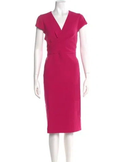 Pre-owned Lk Bennett V-neck Midi Length Dress In Pink