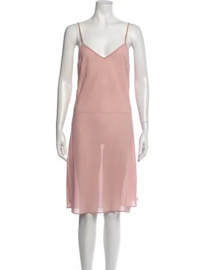 Pre-owned Lk Bennett V-neck Midi Length Dress In Pink