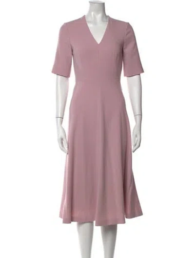 Pre-owned Lk Bennett V-neck Midi Length Dress In Pink