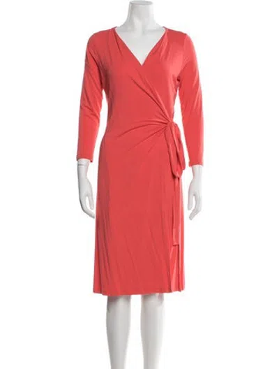 Pre-owned Lk Bennett V-neck Midi Length Dress In Pink