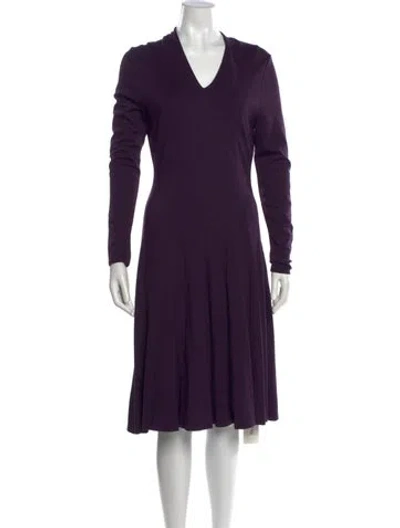 Pre-owned Lk Bennett V-neck Midi Length Dress In Purple