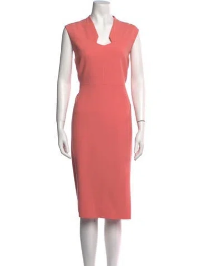 Pre-owned Lk Bennett V-neck Midi Length Dress W/ Tags In Pink